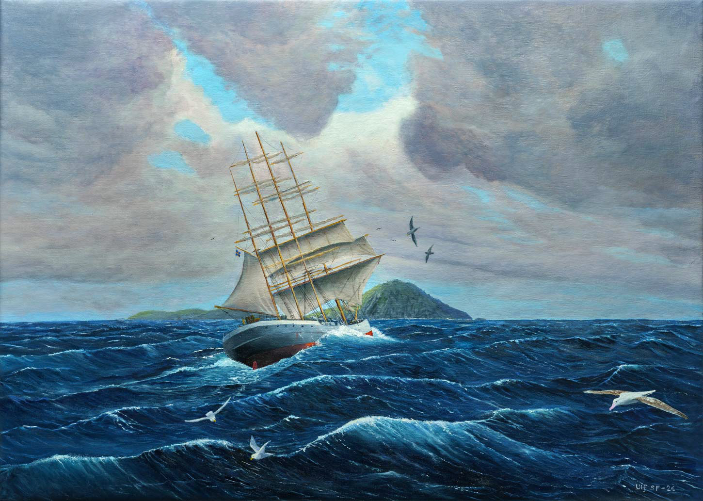 "Beatrice rundar hornet"  80x60 cm olja