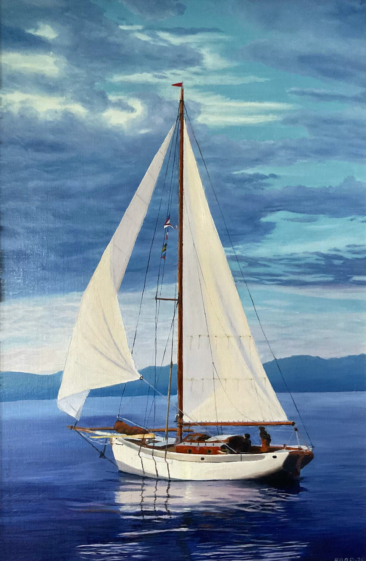 Lyle Hess kutter 63x42 cm olja