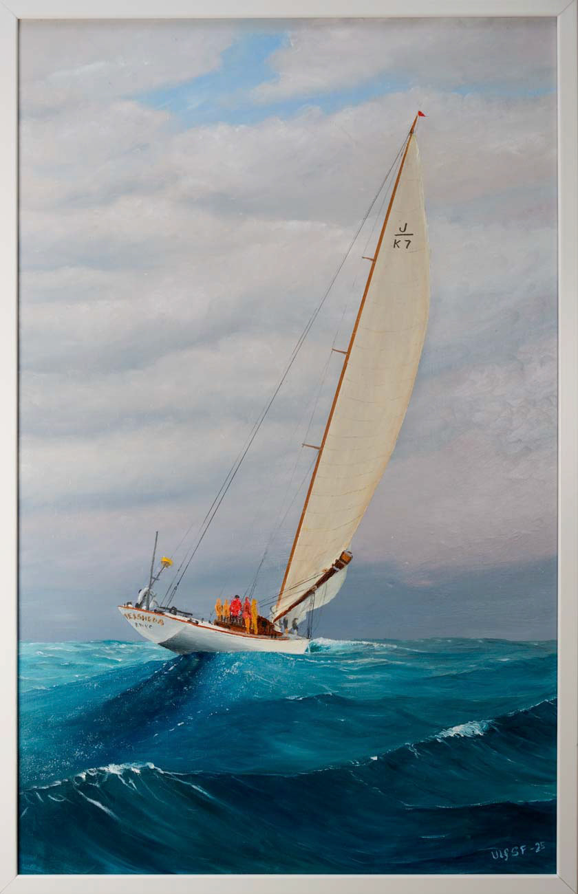 s/y Velsheda God gång 42x62 cm olja