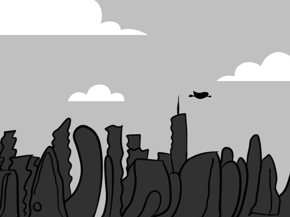 and then, a strange silhouette is seen in the sky.