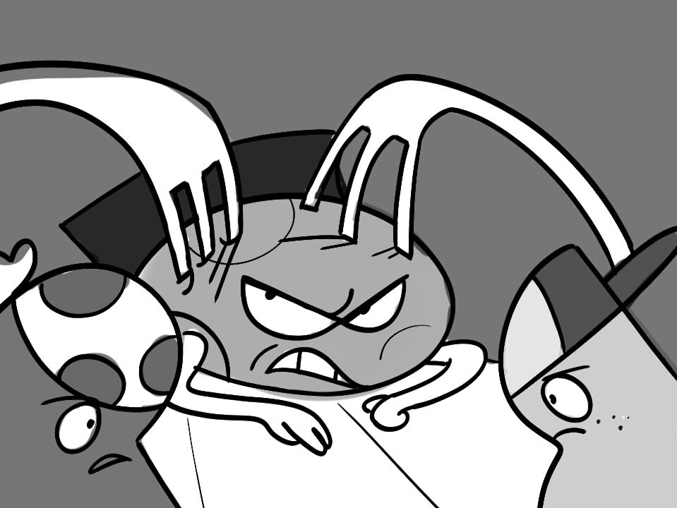 THE UTENSTILS close in on Super Potato. They have him pinned, and all hope seems lost until--