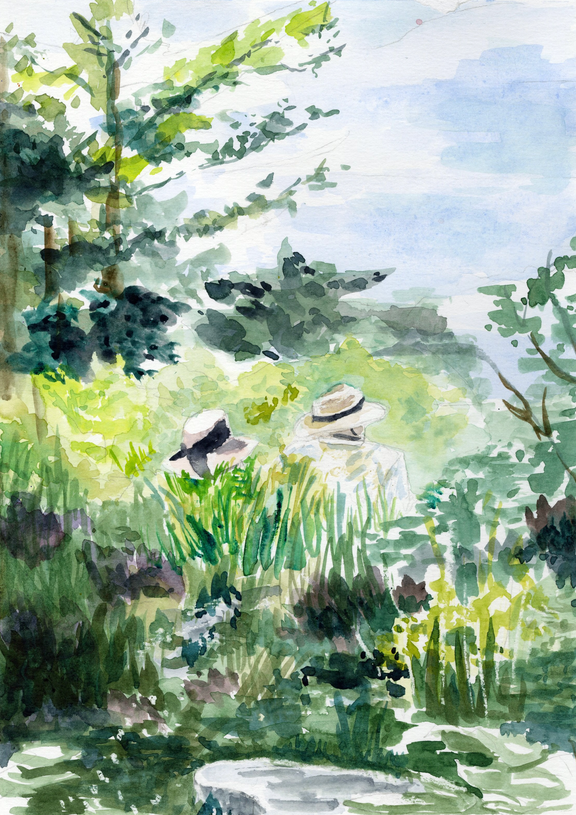 Ogunquit Museum Couple - Watercolor (2024)