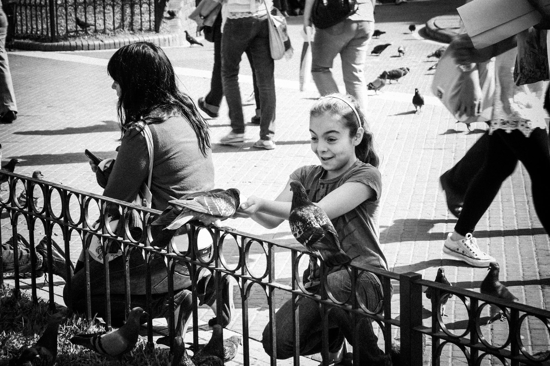 Girl and Pigeons 1