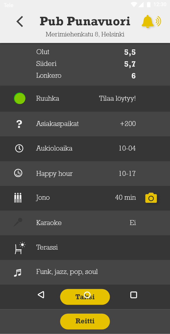 App Concept - Stobe - Find pubs according to pricing, music genres, room to sit etc.