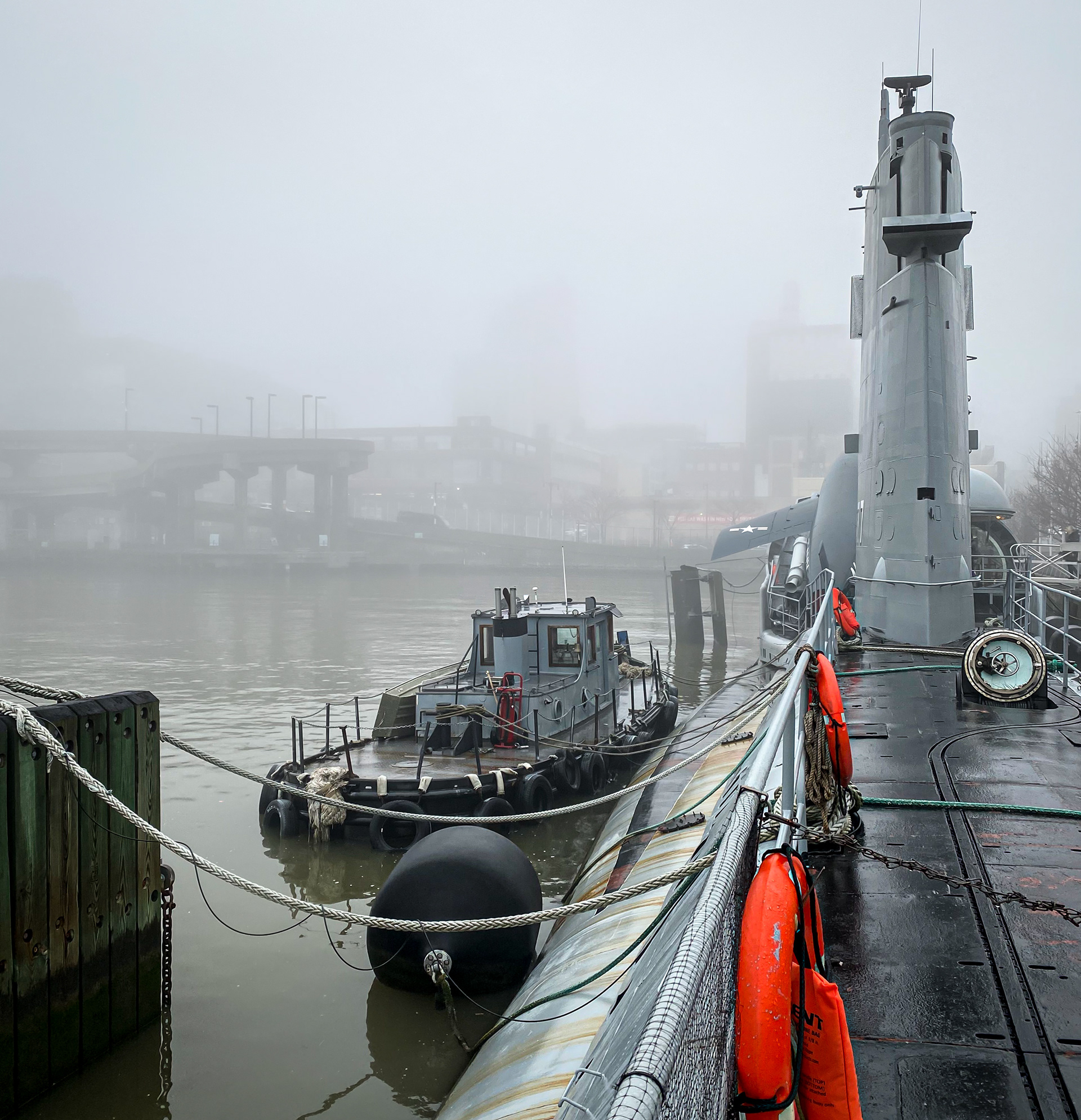 USS Growler and Work Tug