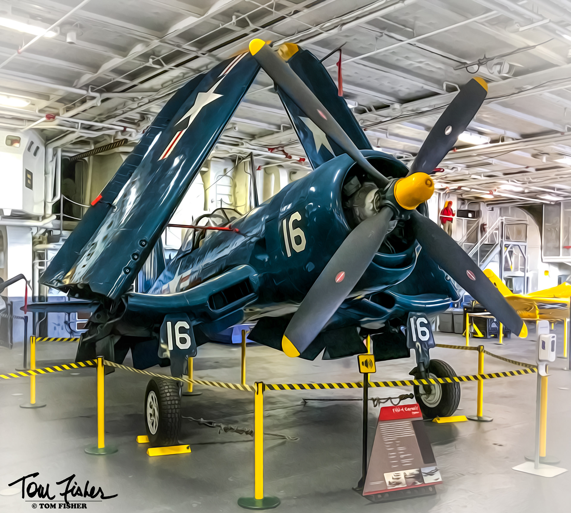 F-4U Corsair on the Hangar Deck of the Midway in San Diego, CA