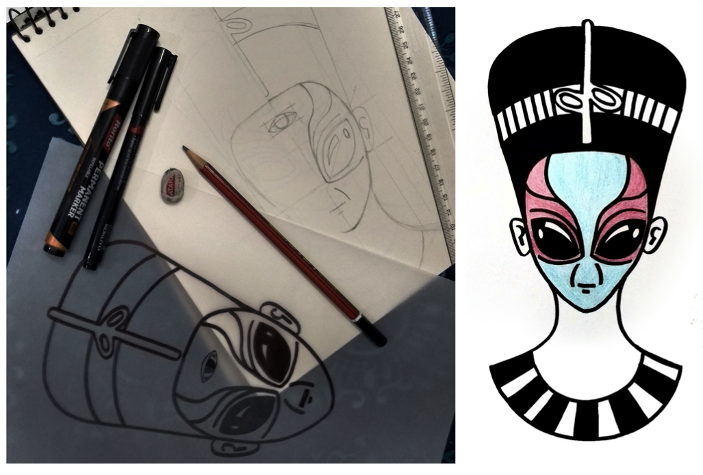 Inspiration : Pharaoh Nefertiti and popular depictions of Extraterrestrial life-forms
