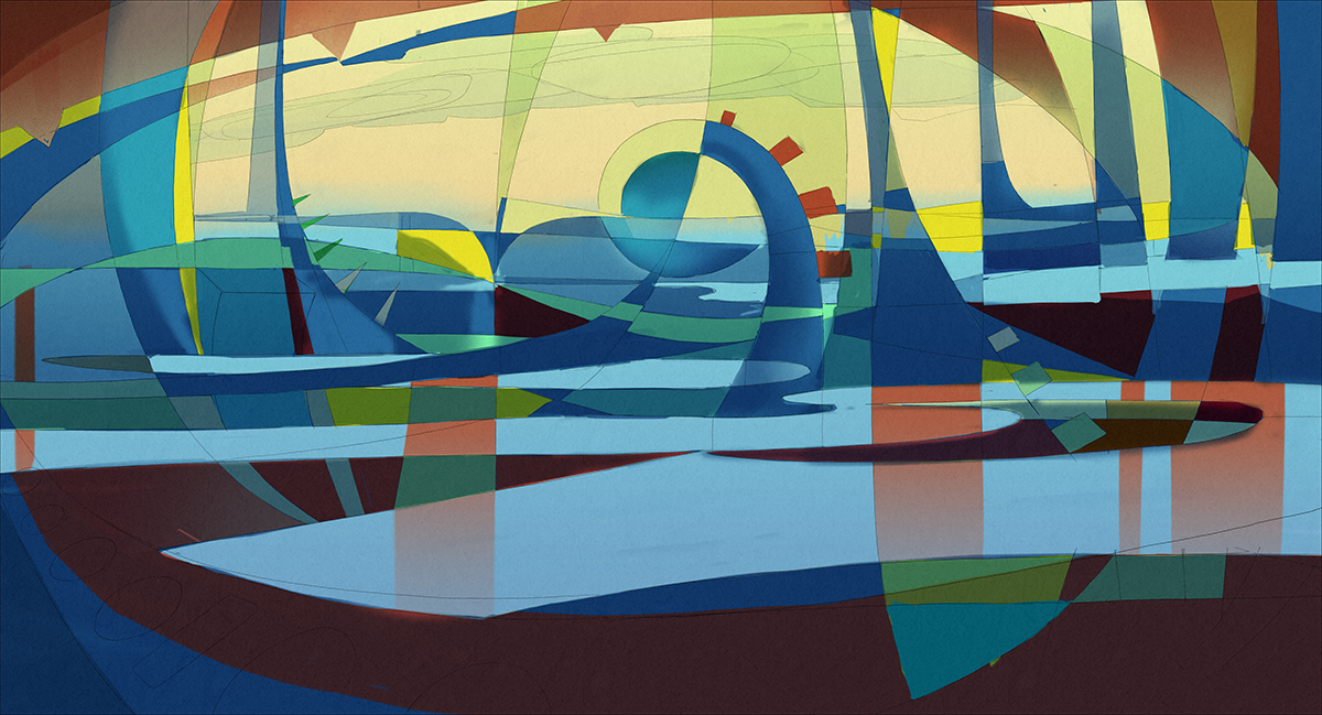 design for dream landscape incorporating Italian Futurism