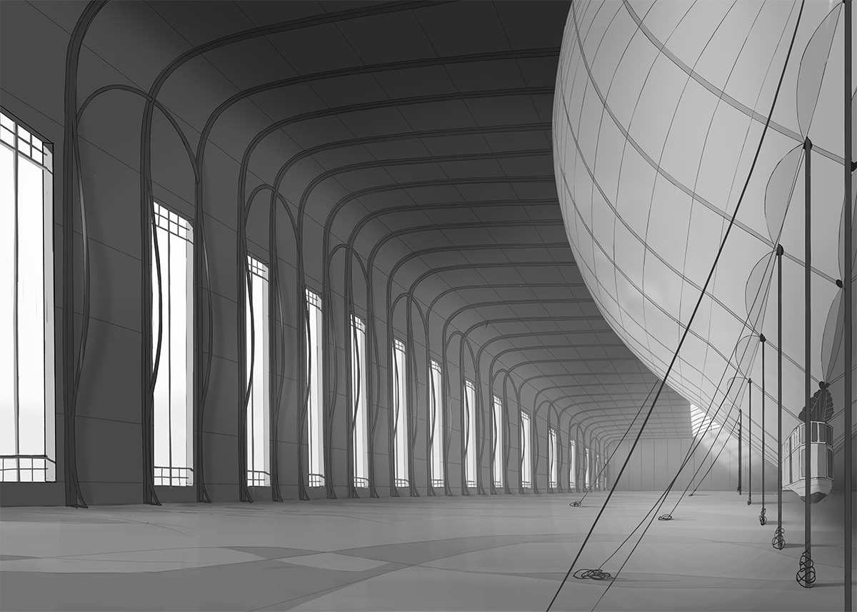 The interior of the hanger