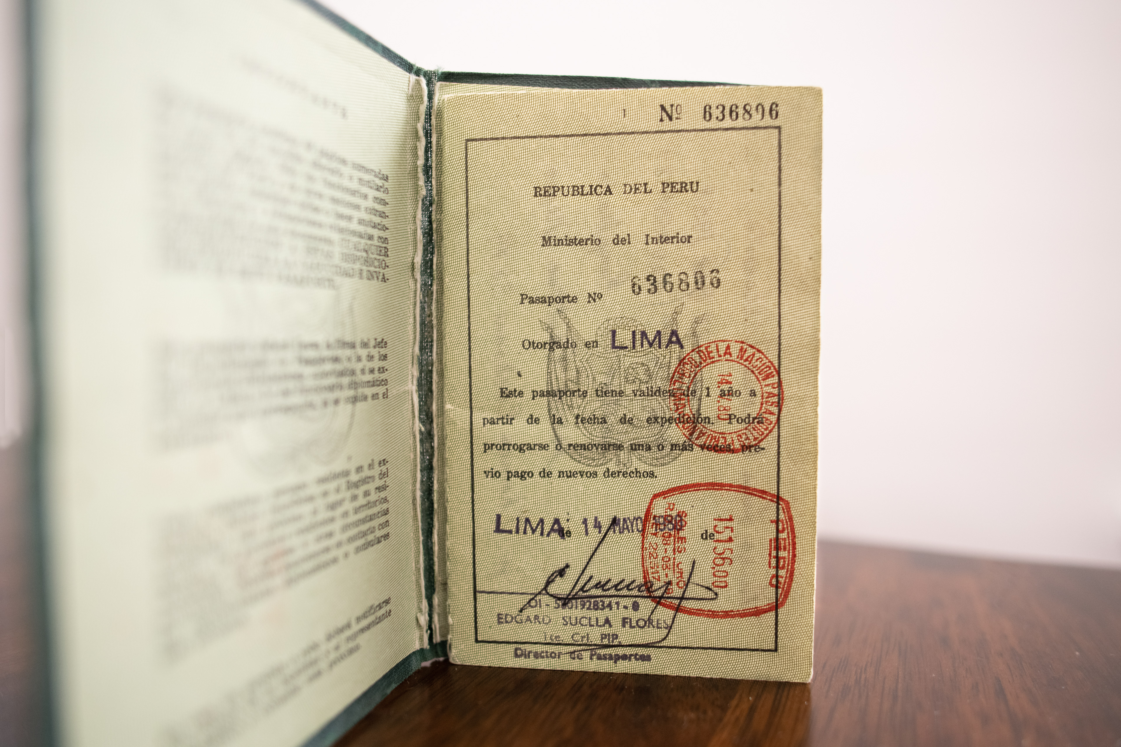 Peru - My father's passport, obtained on May 14th, 1980.
