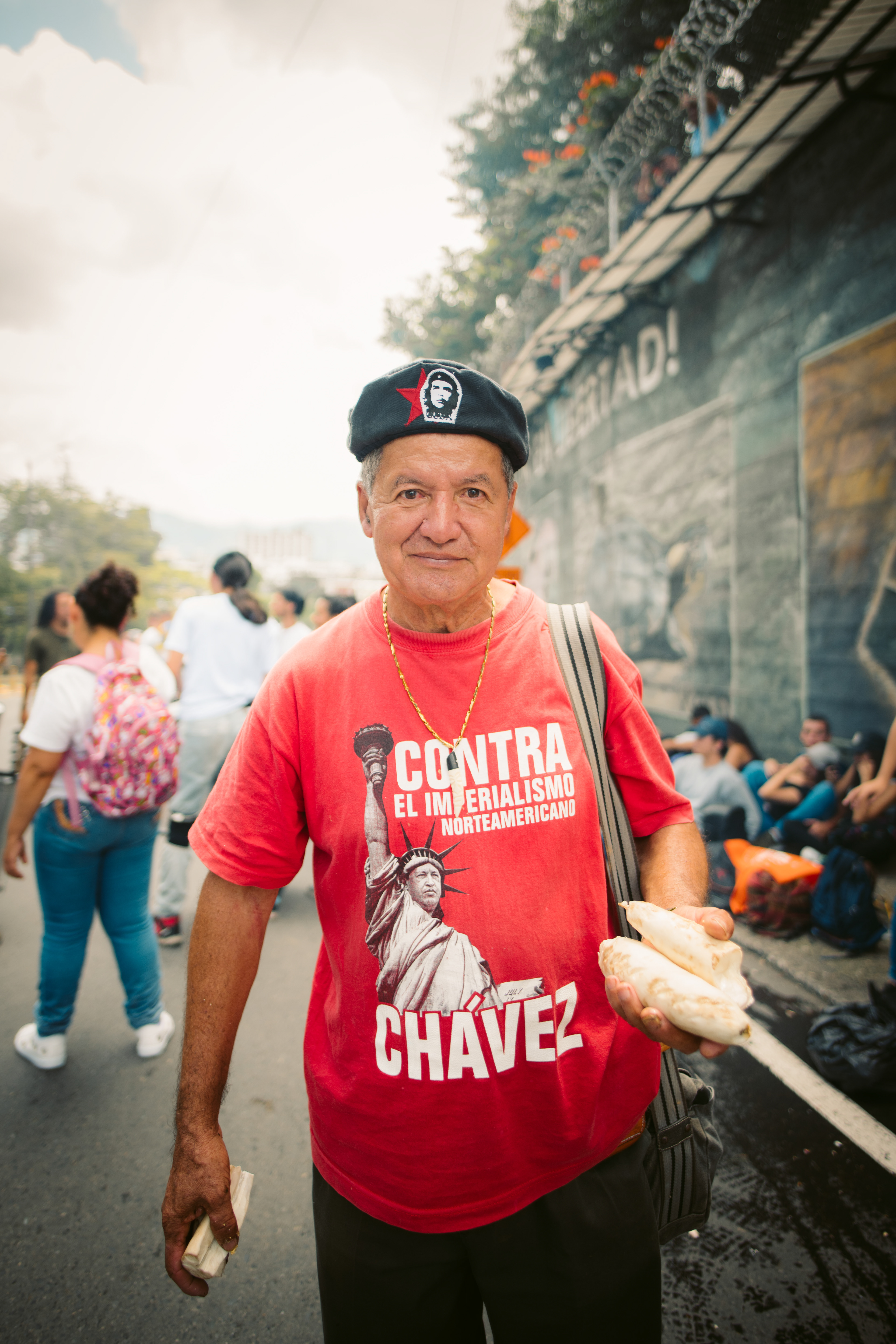 A man in a national strike in Pereira, Colombia