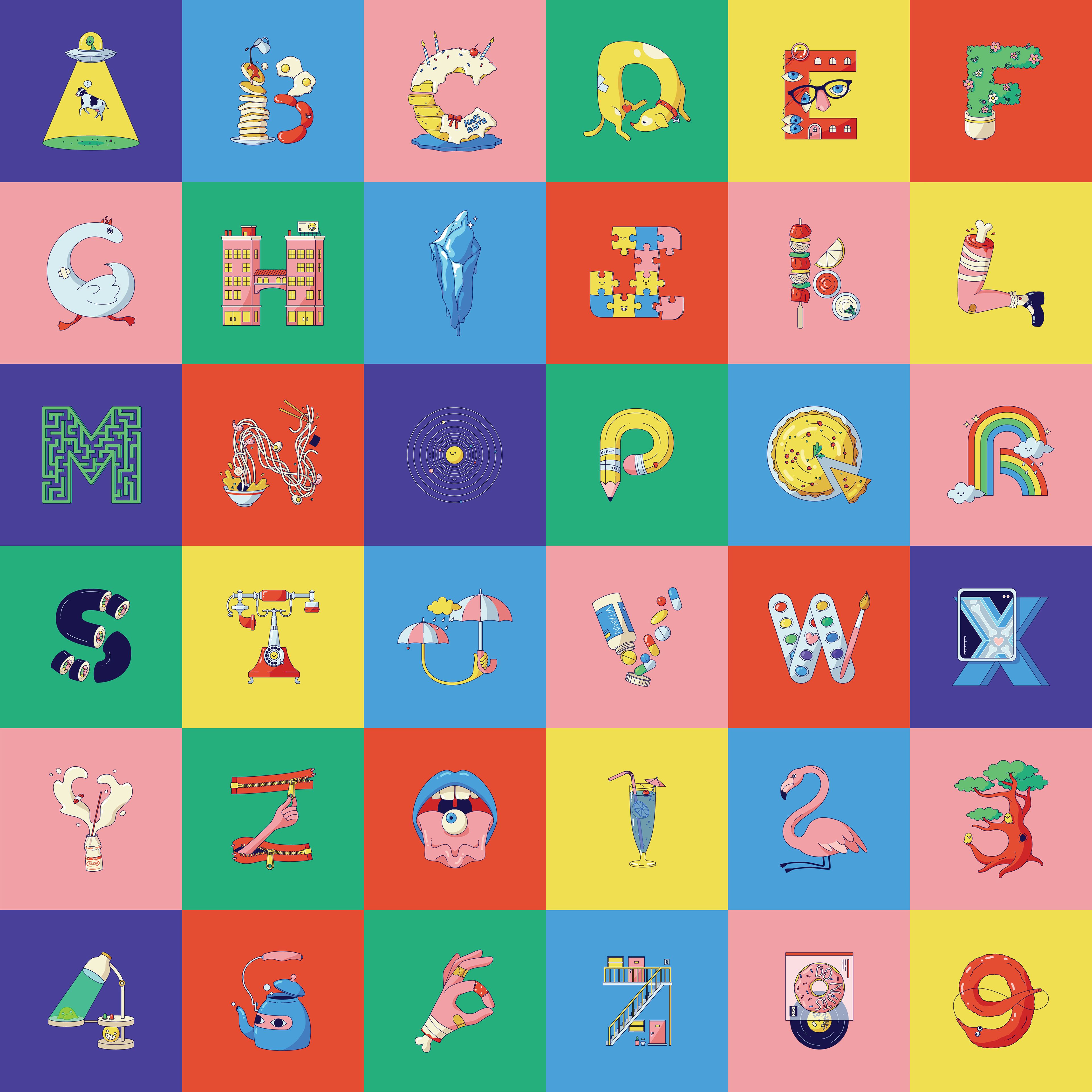 36 Days of Type illustrations