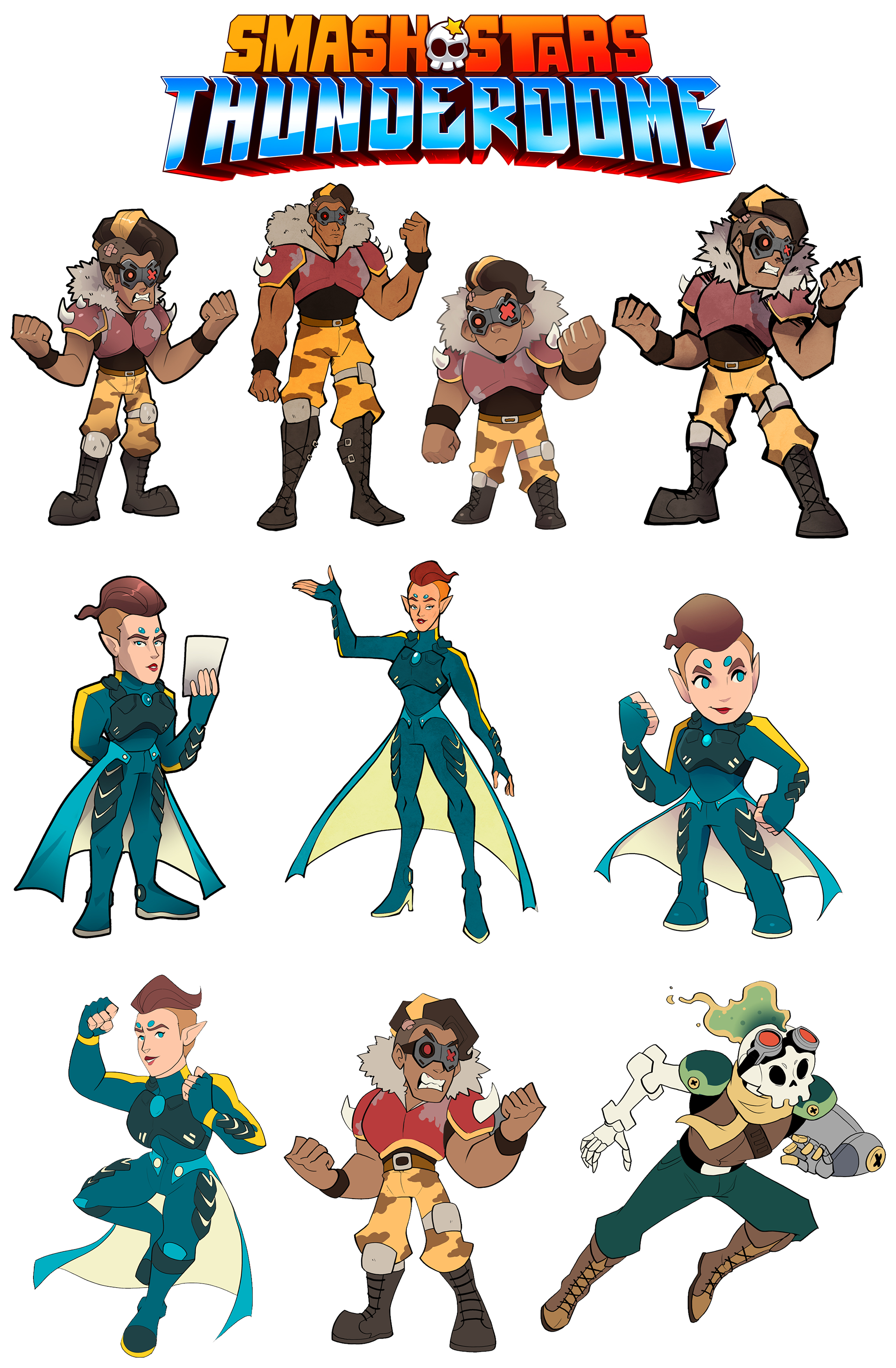 Character designs and style tests done for Flowstate Games' Smash Stars Thunderdome game.