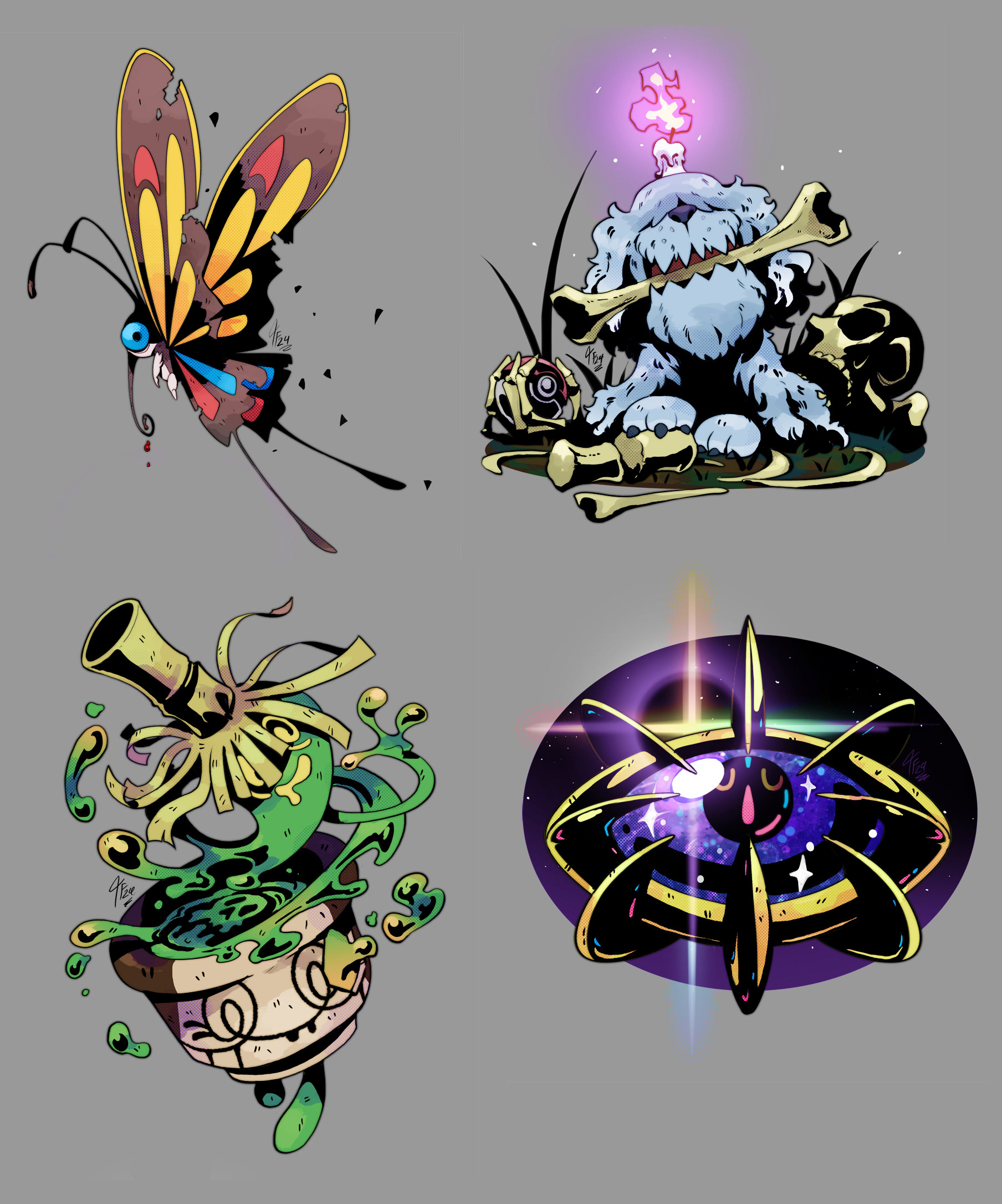 Pokemon done in stylized art style