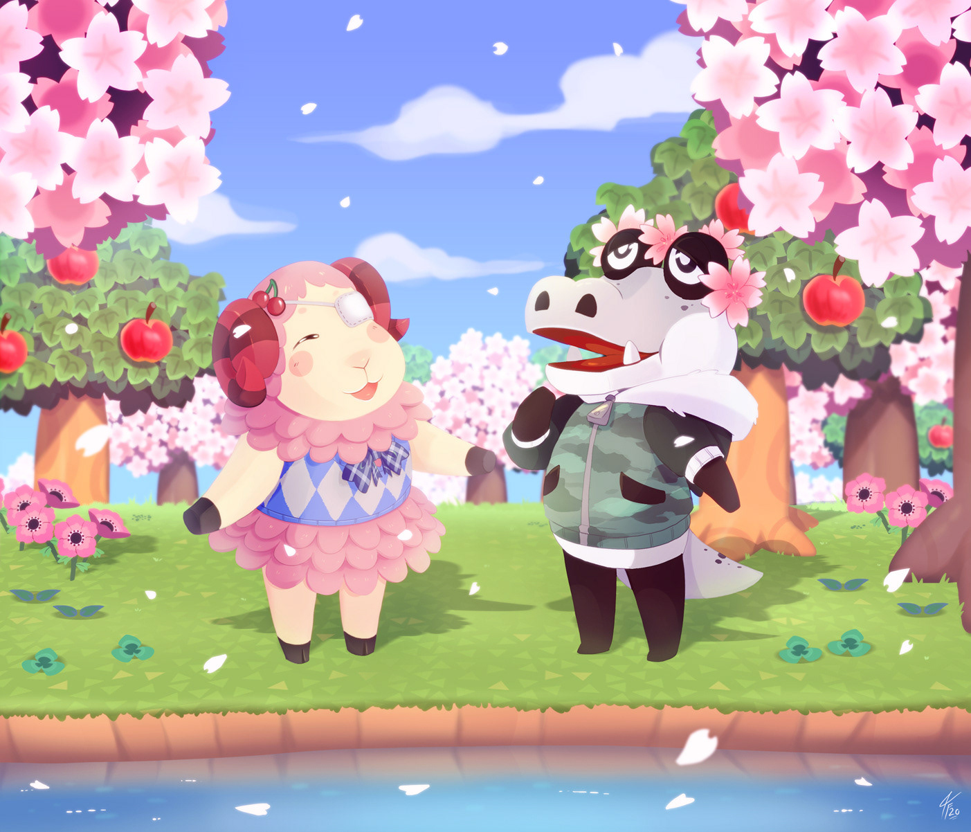 An illustration where I mimicked Nintendo's Animal Crossing series' style