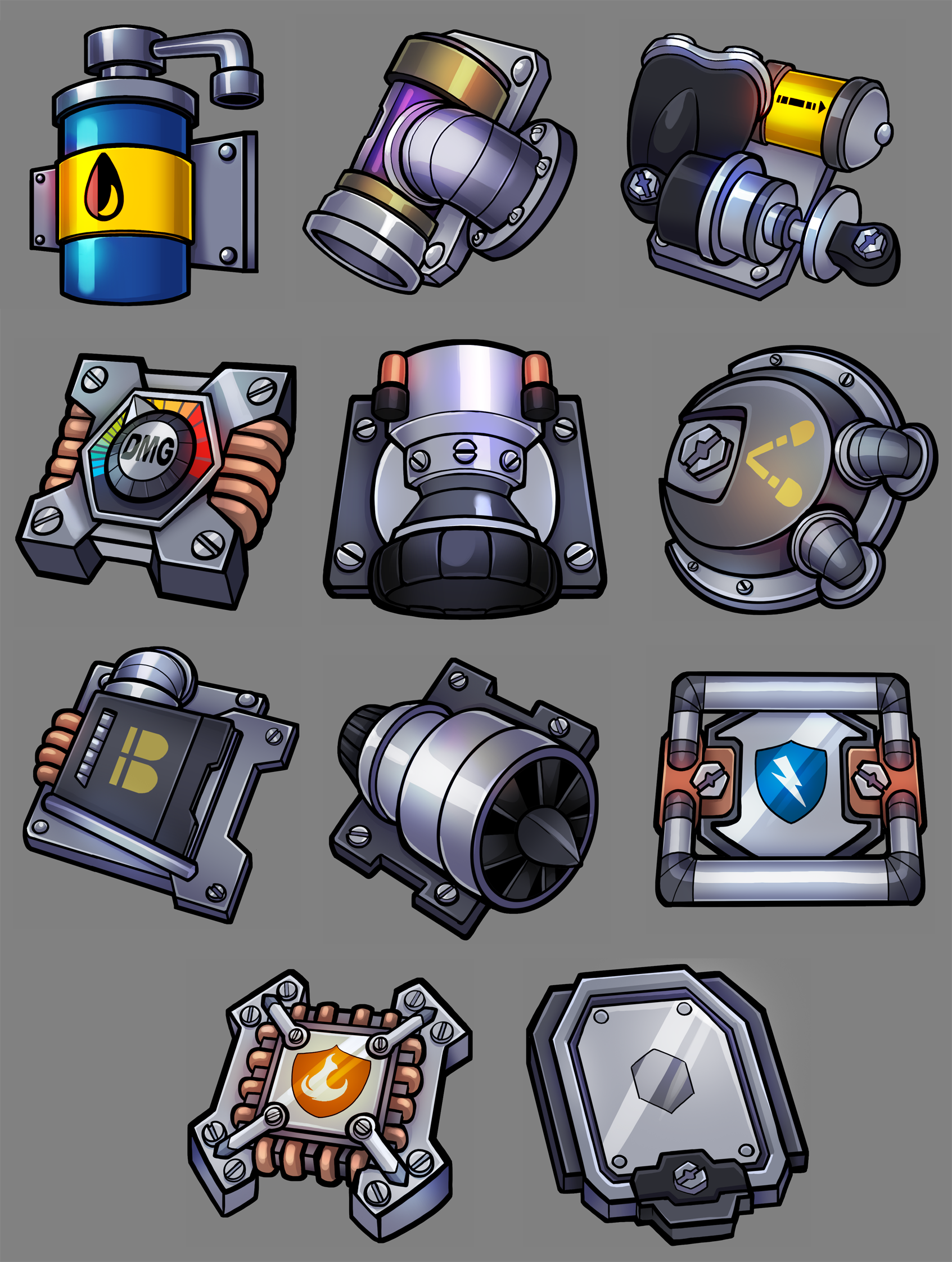 Socket Item icon concepts and art made for Flowstate Games' Smash Stars Thunderdome game.