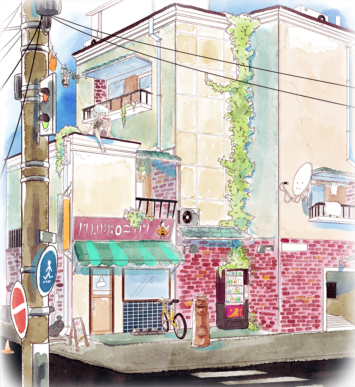 An urban inspired illustration where I mimicked watercolour style