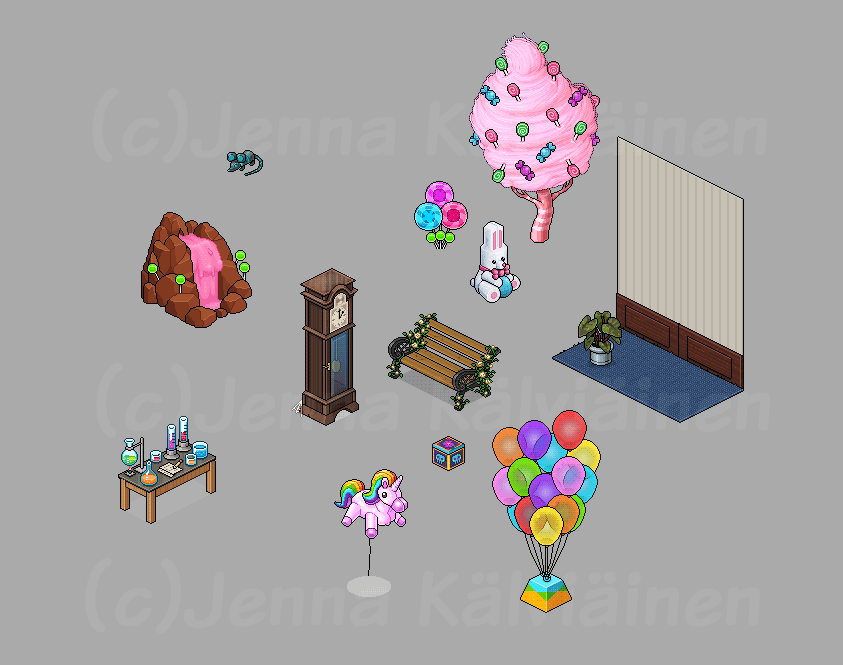 Some pixel furniture design done for Habbo Hotel