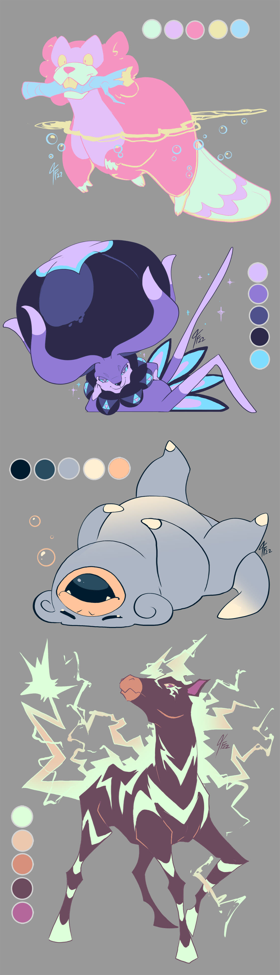 Randomly generated pokemon and colour pallette drawings.