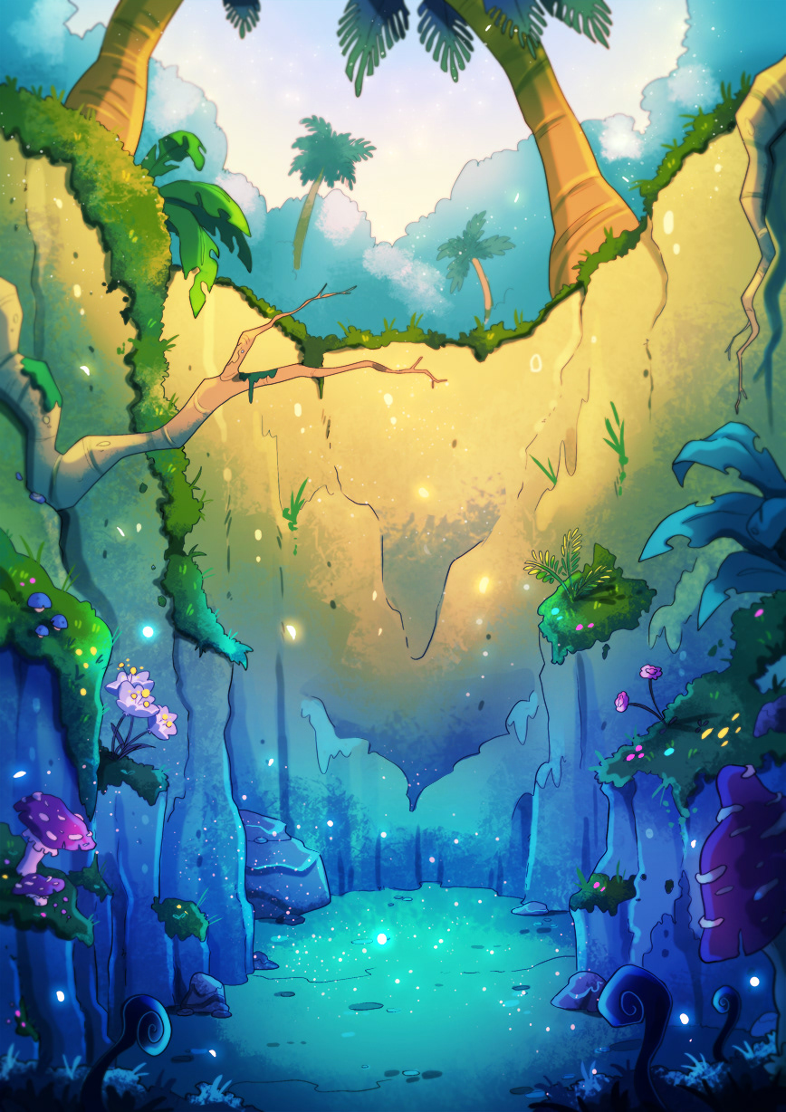 Jungle cavern scene
