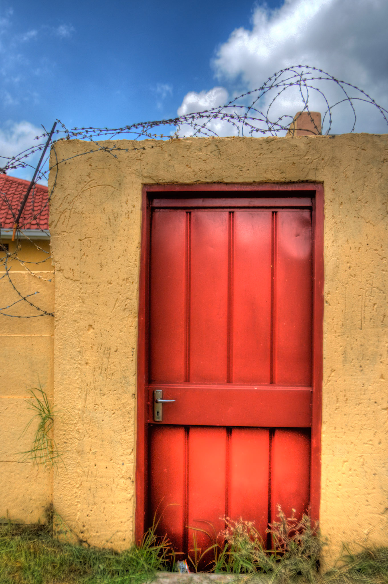 HDR of a red door in Soweto, South Africa.
