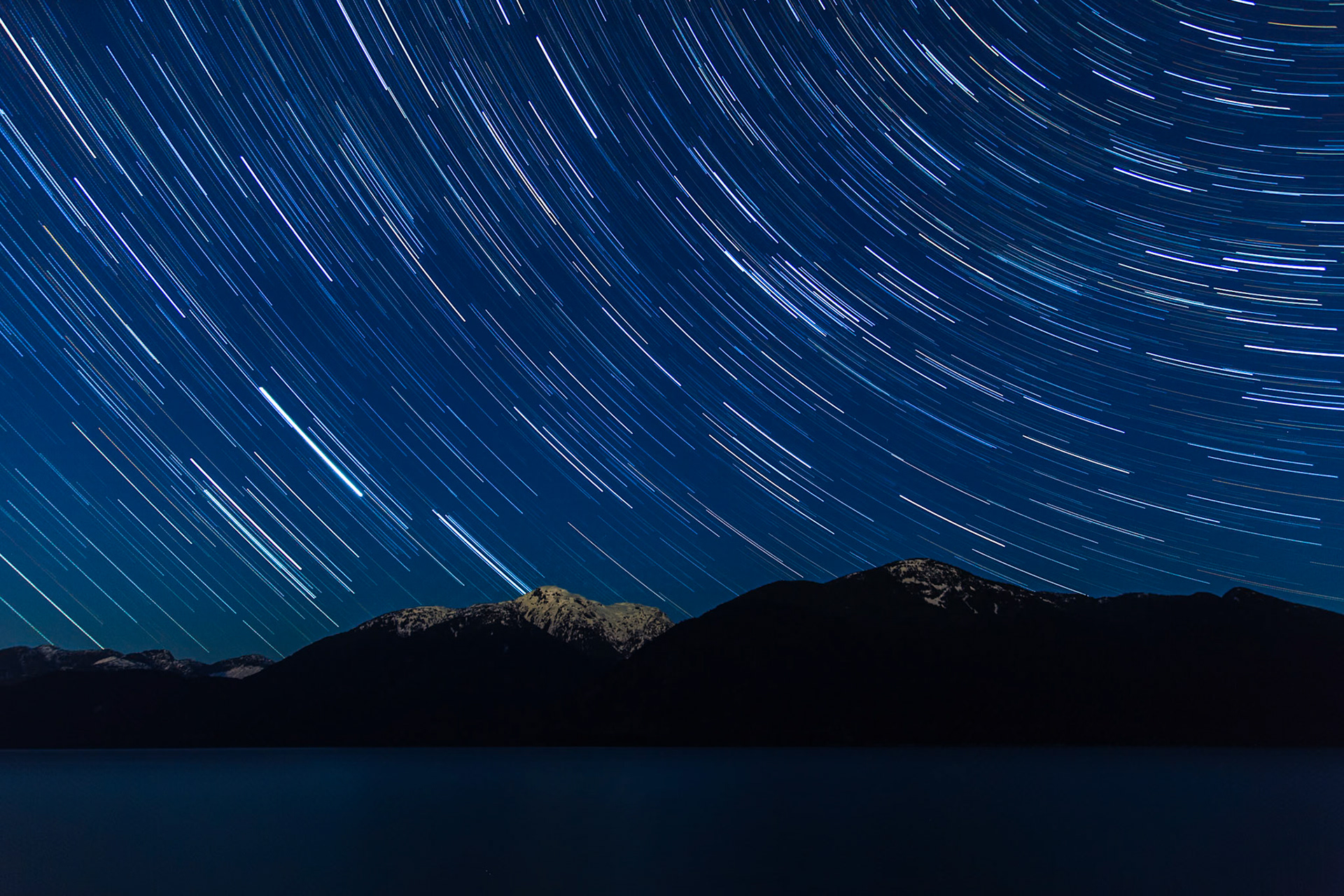 My very first star trail image, captured at Porteau Cove.