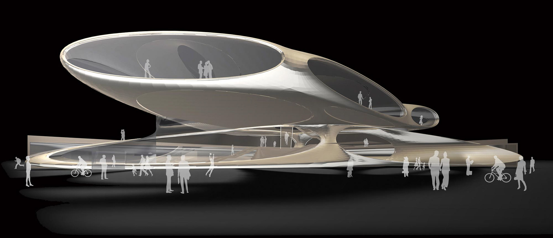 Rendering des Wettbewerbsbeitrag für den Neubau der Berufsschule Villach, Österreich.