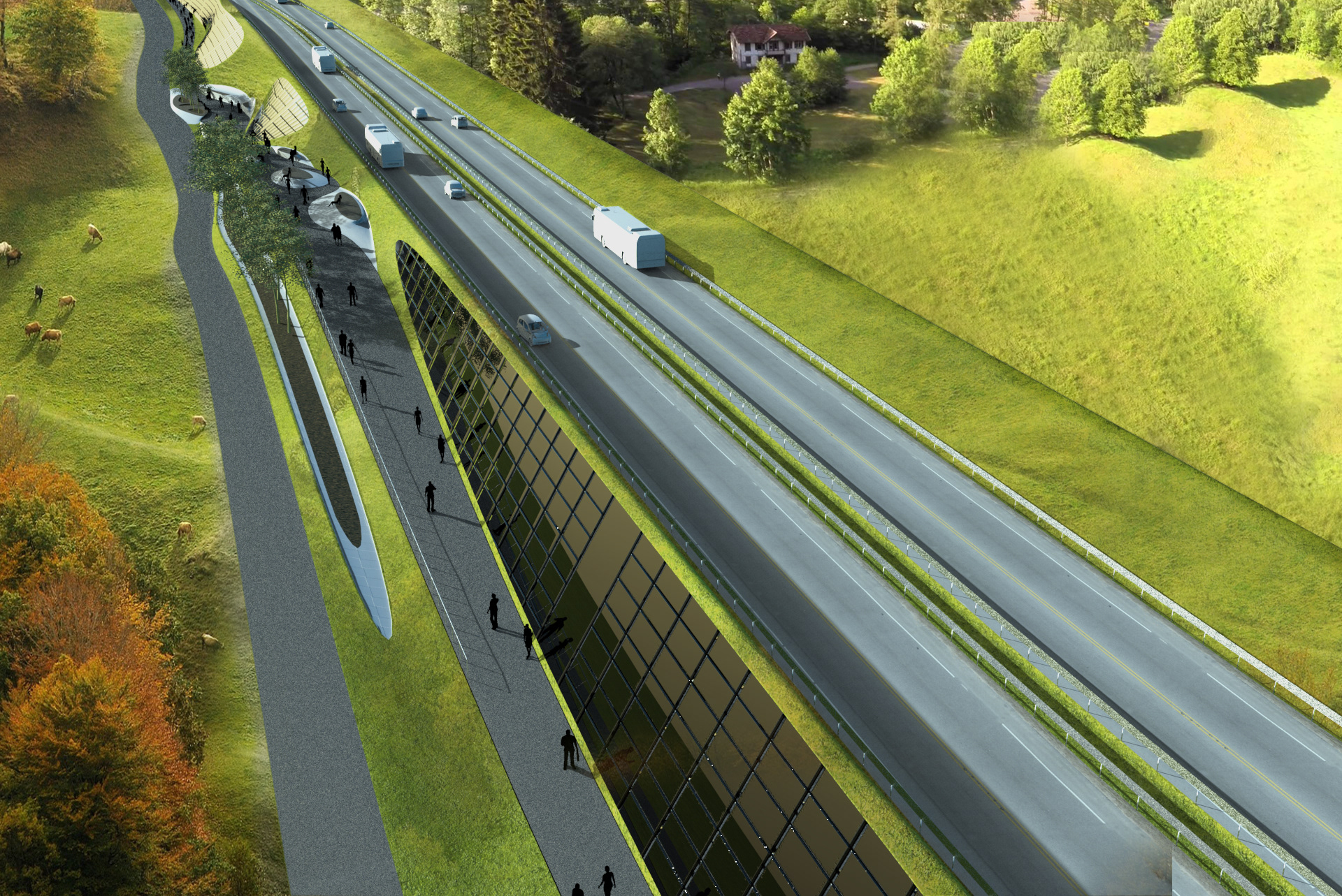 Energiegewinnungsanlage neben Autobahnen oder Schnellstraßen in Salzburg und Umgebung.
