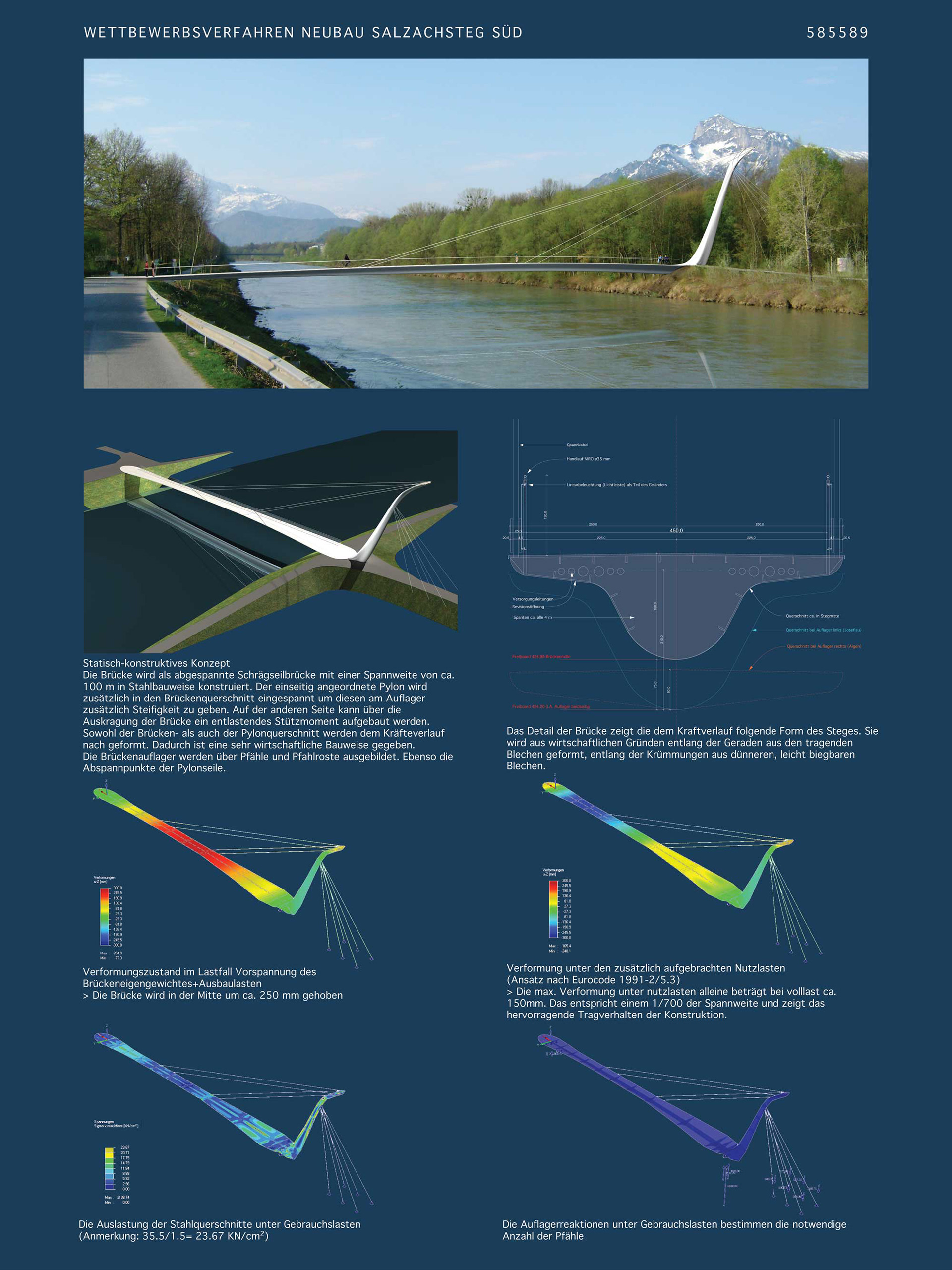 Entworfenes Plakat für den Wettbewerb des Salzachsteg in Salzburg Umgebung, Salzburg Süd vom Architekturbüro Geistlweg.