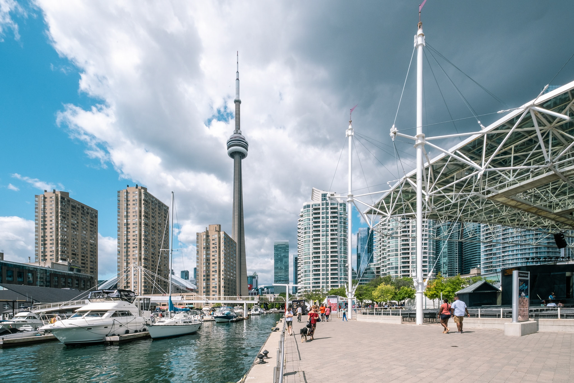 View of CN Tower from Waterfront trail at Toronto