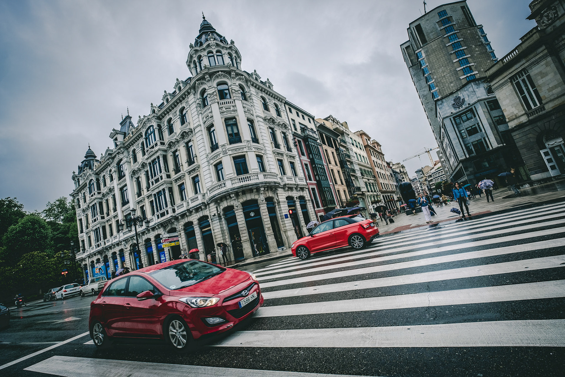 Street view of the city of Oviedo, Spain