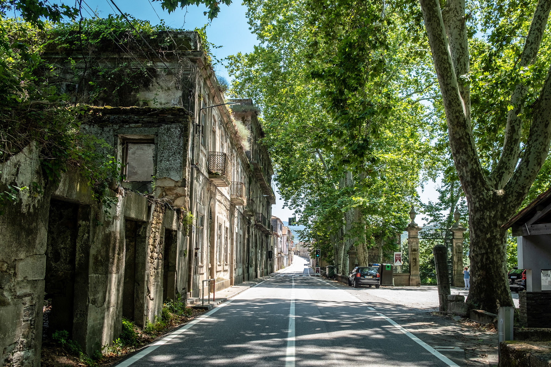 Empty streets in a village on the banks of the river Douro.