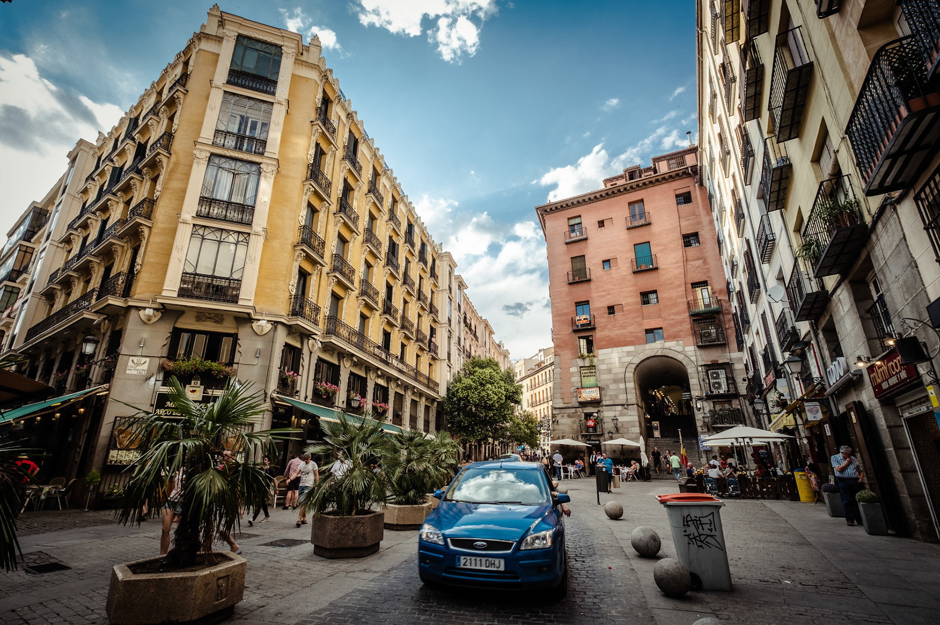 People walking the streets of  Madrid, Spain.