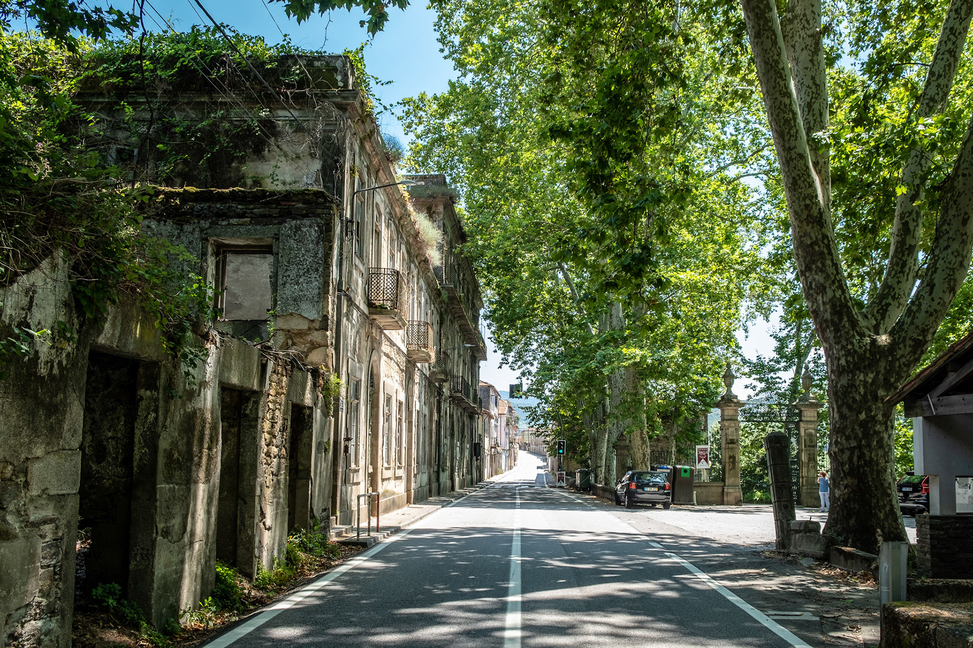 Empty streets in a village on the banks of the river Douro.
