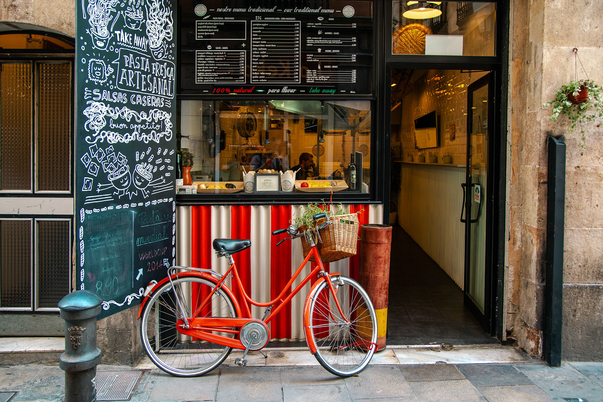 Italian restaurant in the Gothic Quartes, Barcelona, Spain