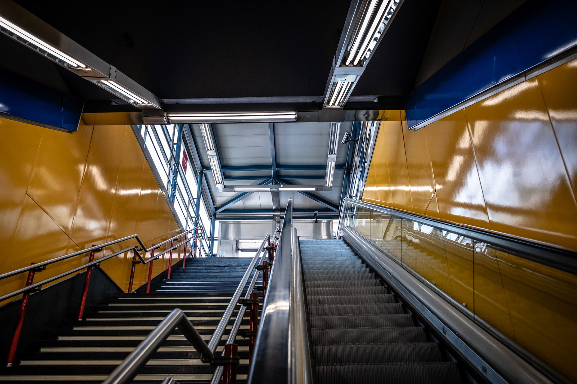 Metro Station stairs at Madrid, Spain.