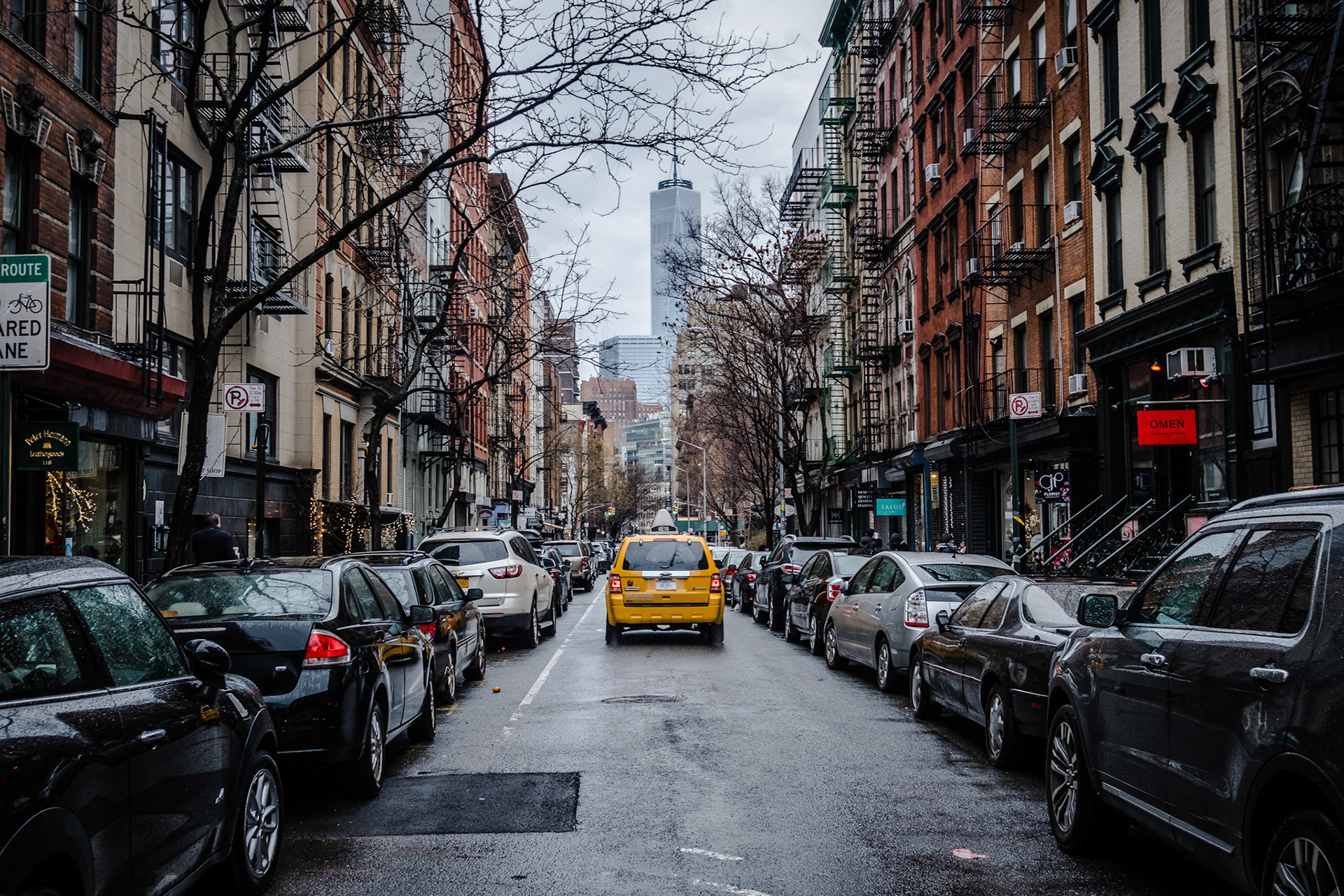 Unidentified people walking the street of New York City.