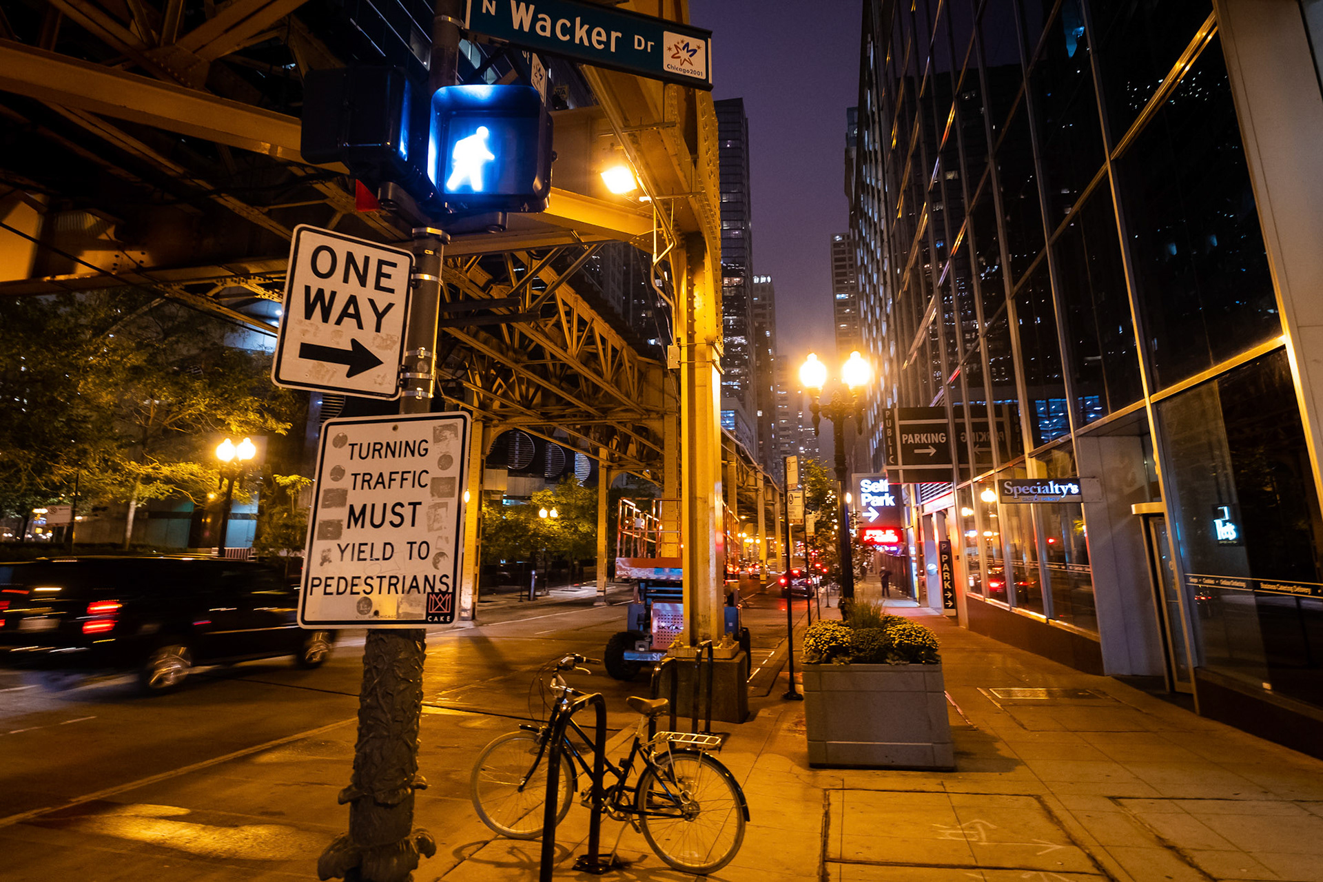 Chicago street at night.