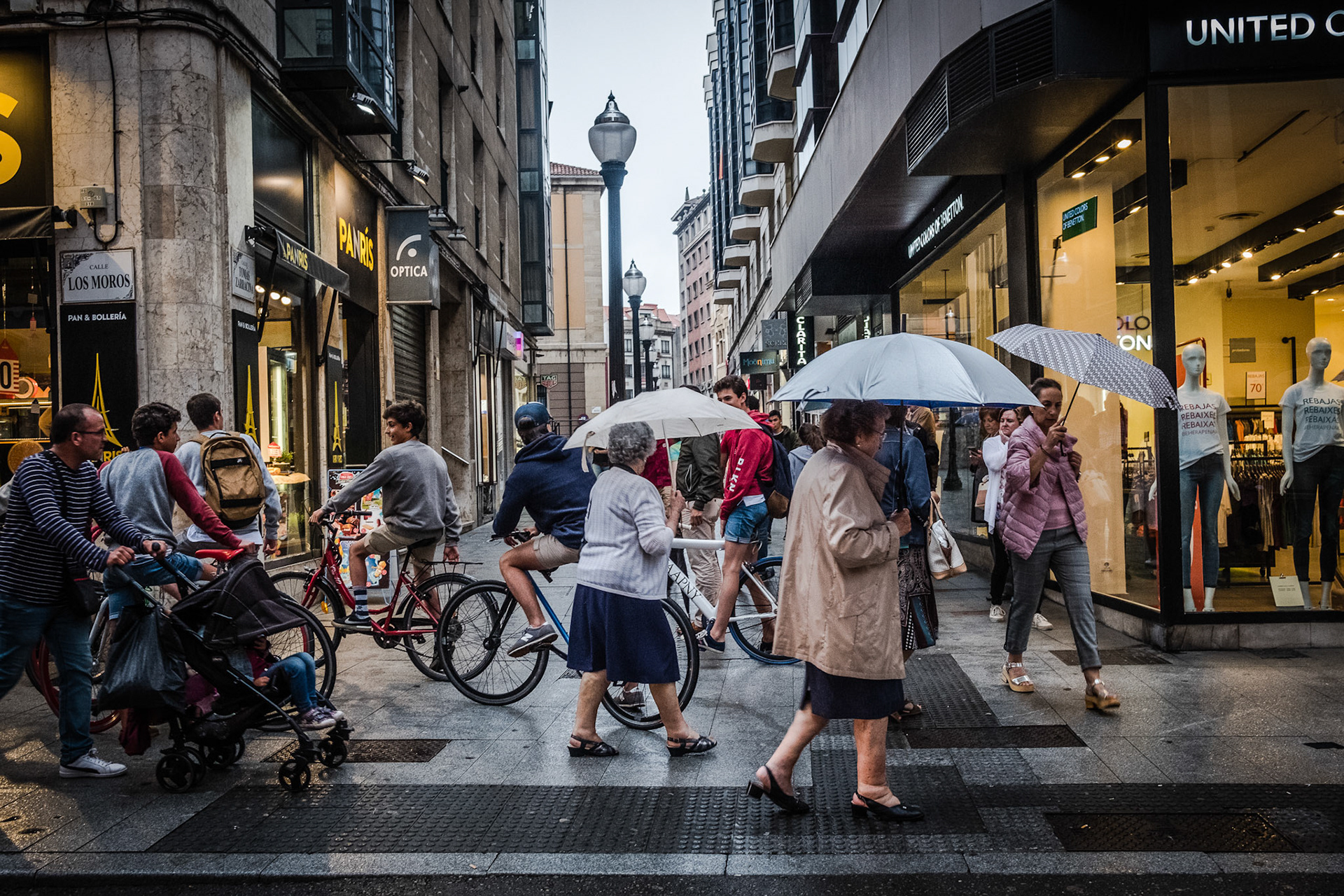 Streets in the old town of Gijon, Spain