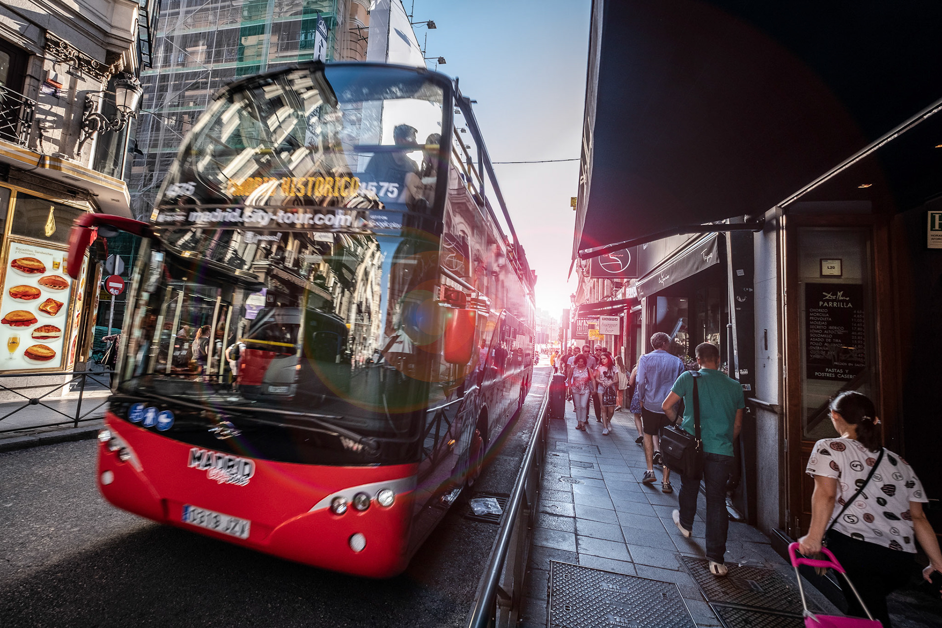 People walking the streets of  Madrid, Spain.
