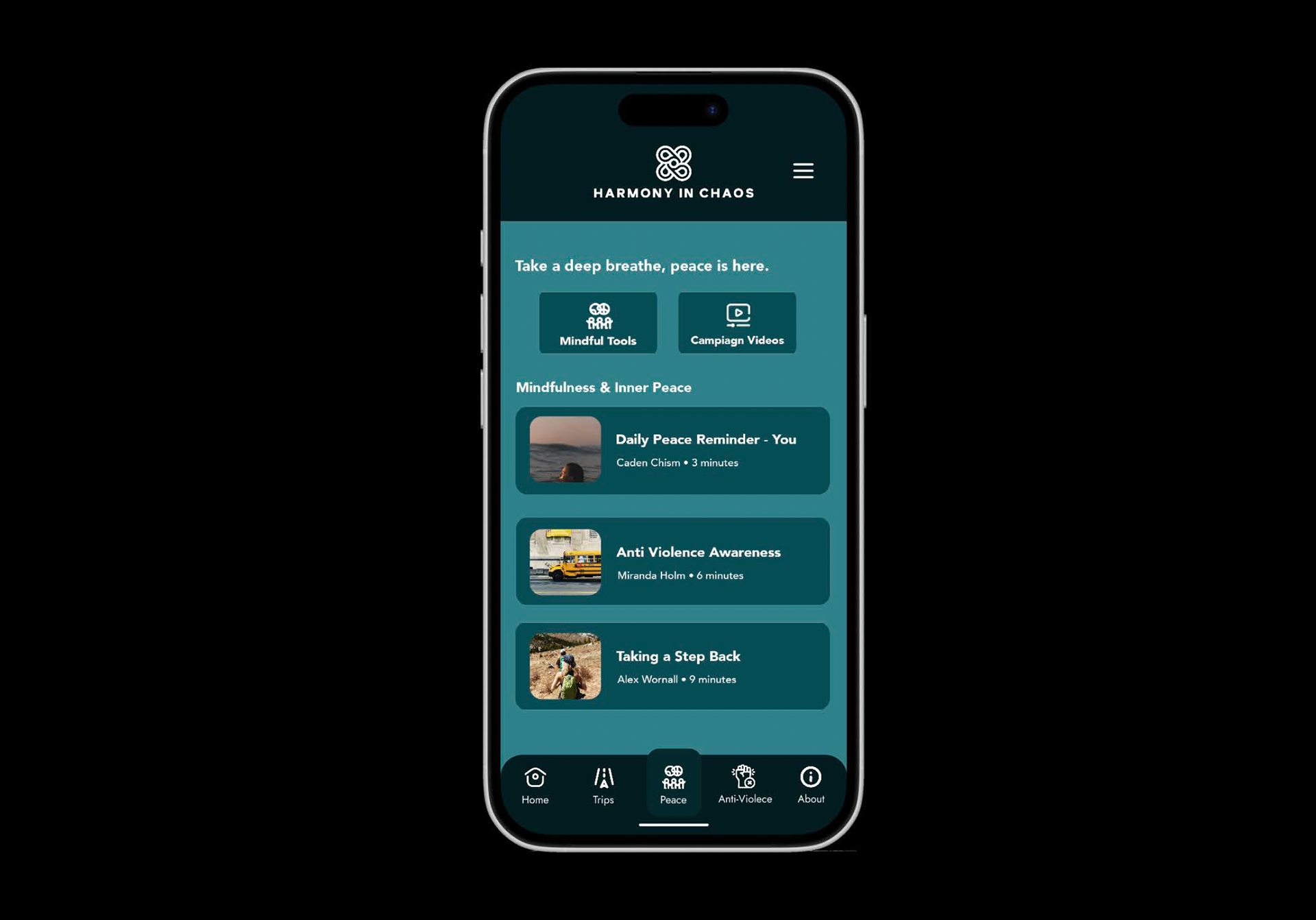 Mobile App User Interface (Peace)