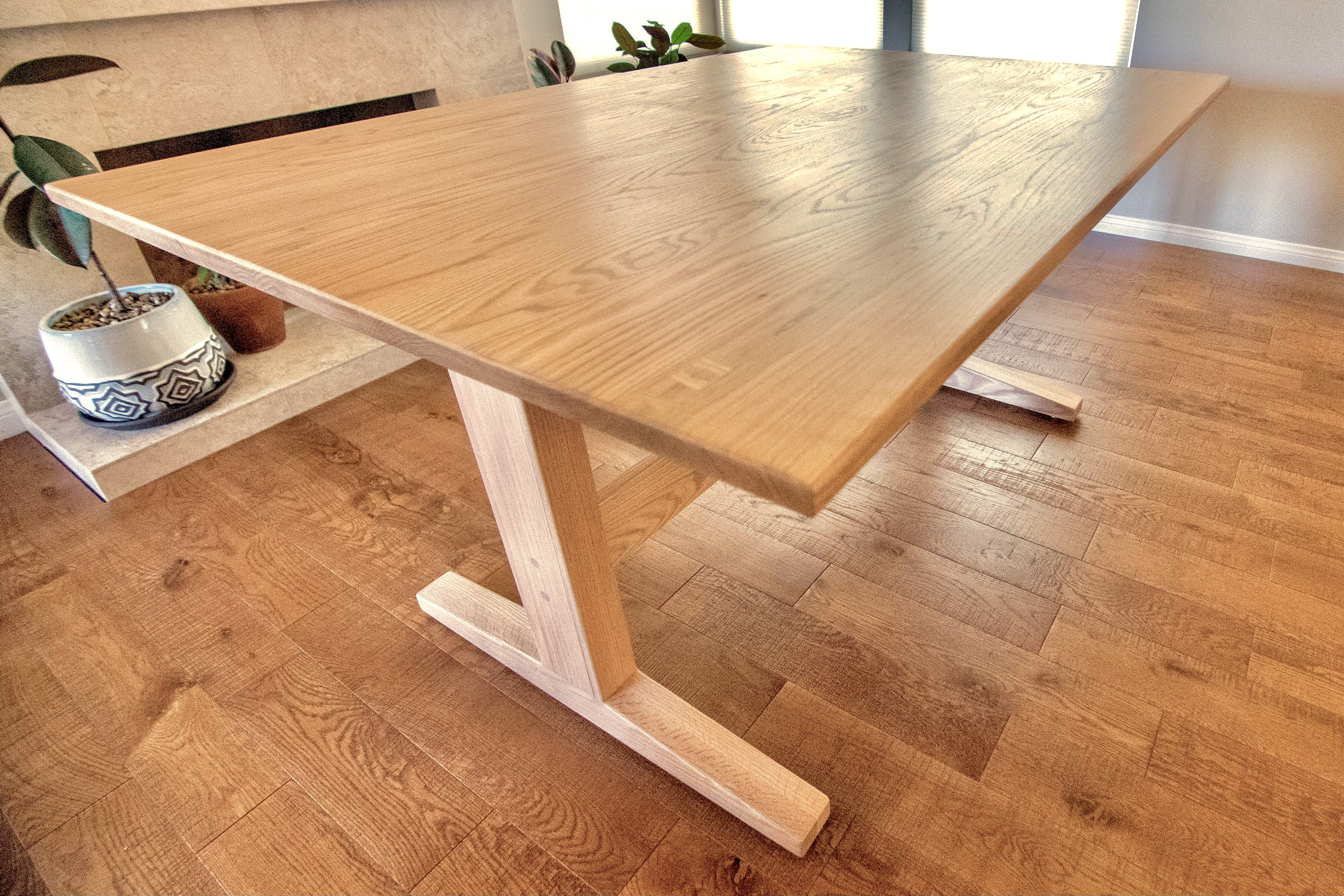 BESPOKE RED OAK TRESTLE TABLE 