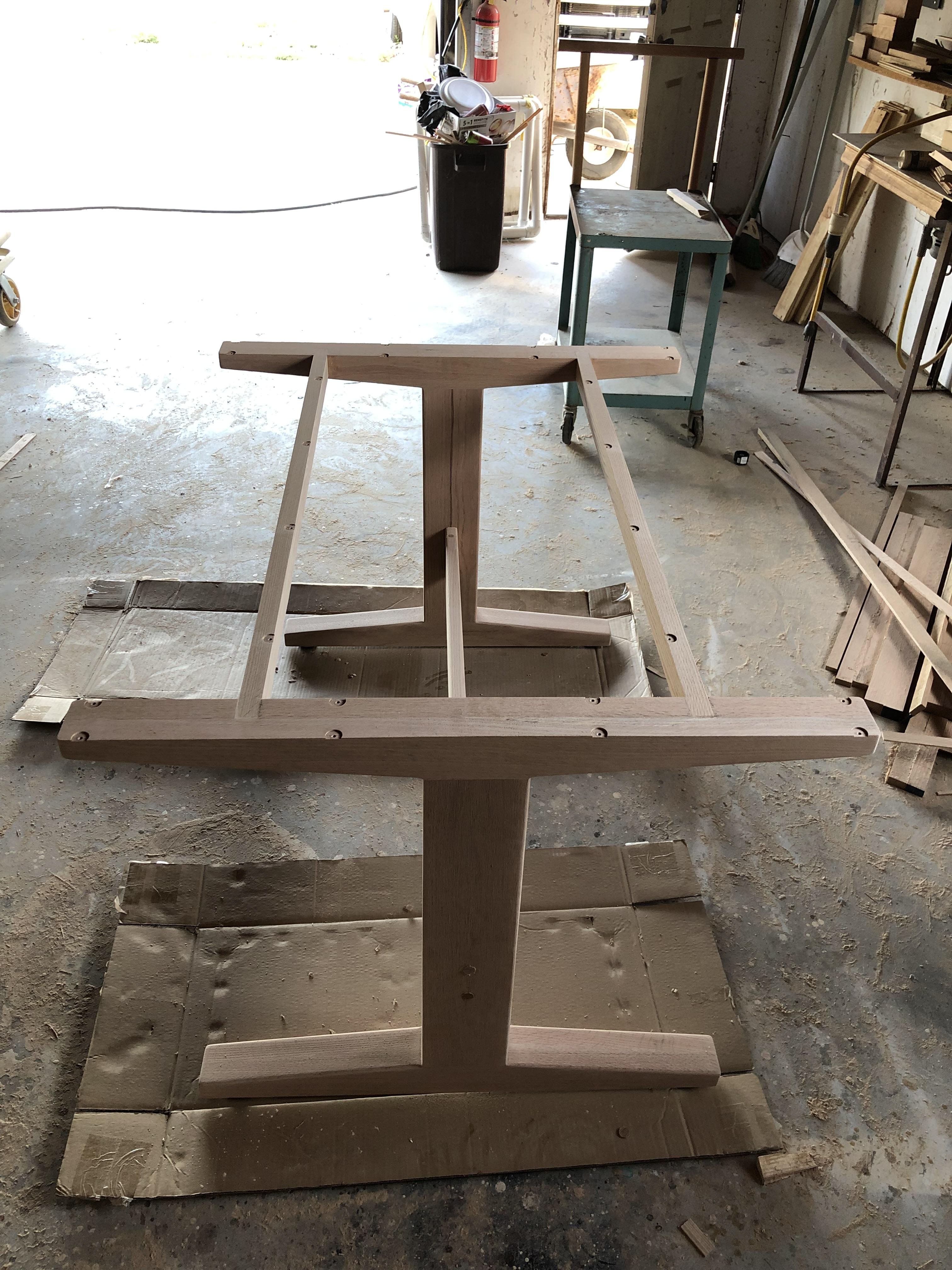 BESPOKE RED OAK TRESTLE TABLE 