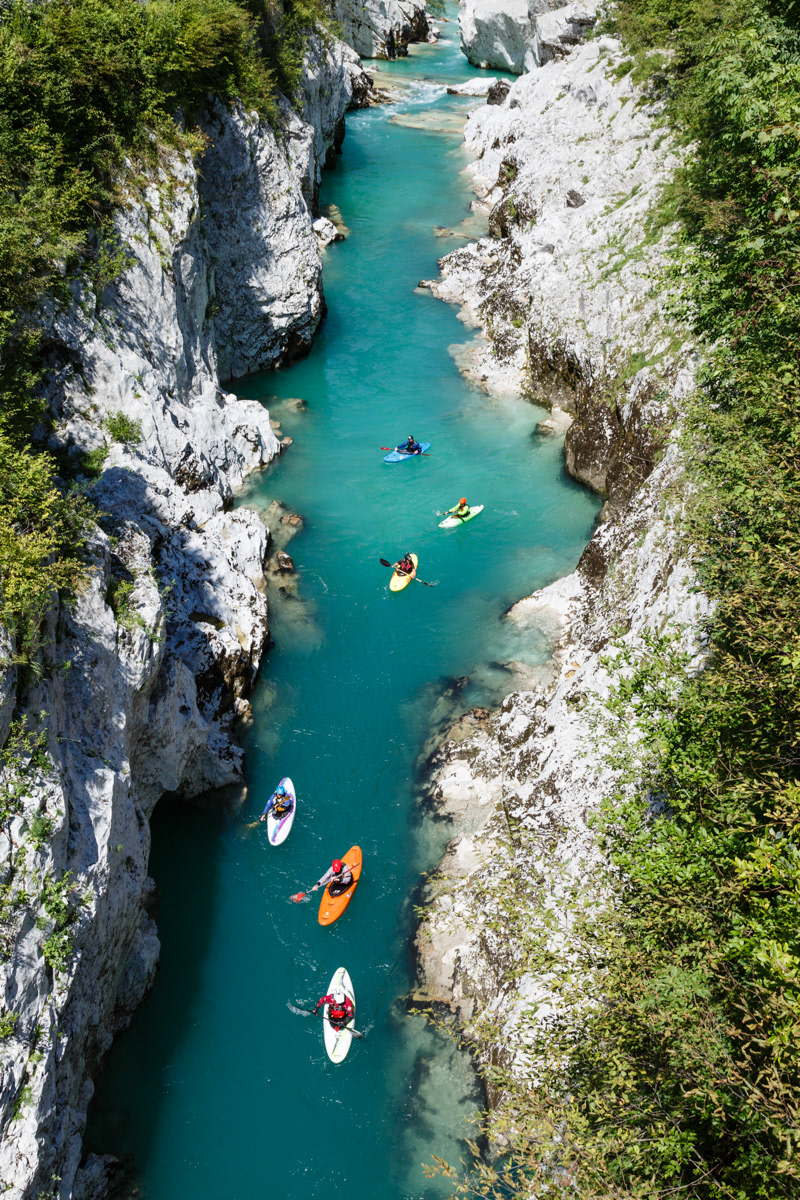 Kayaking on the River Soča, Slovenia