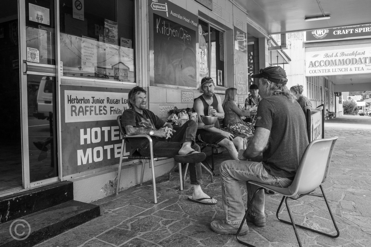 Outside a pub in Herberton, Queensland, Australia