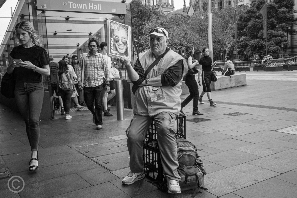 Big Issue seller, Sydney, Australia