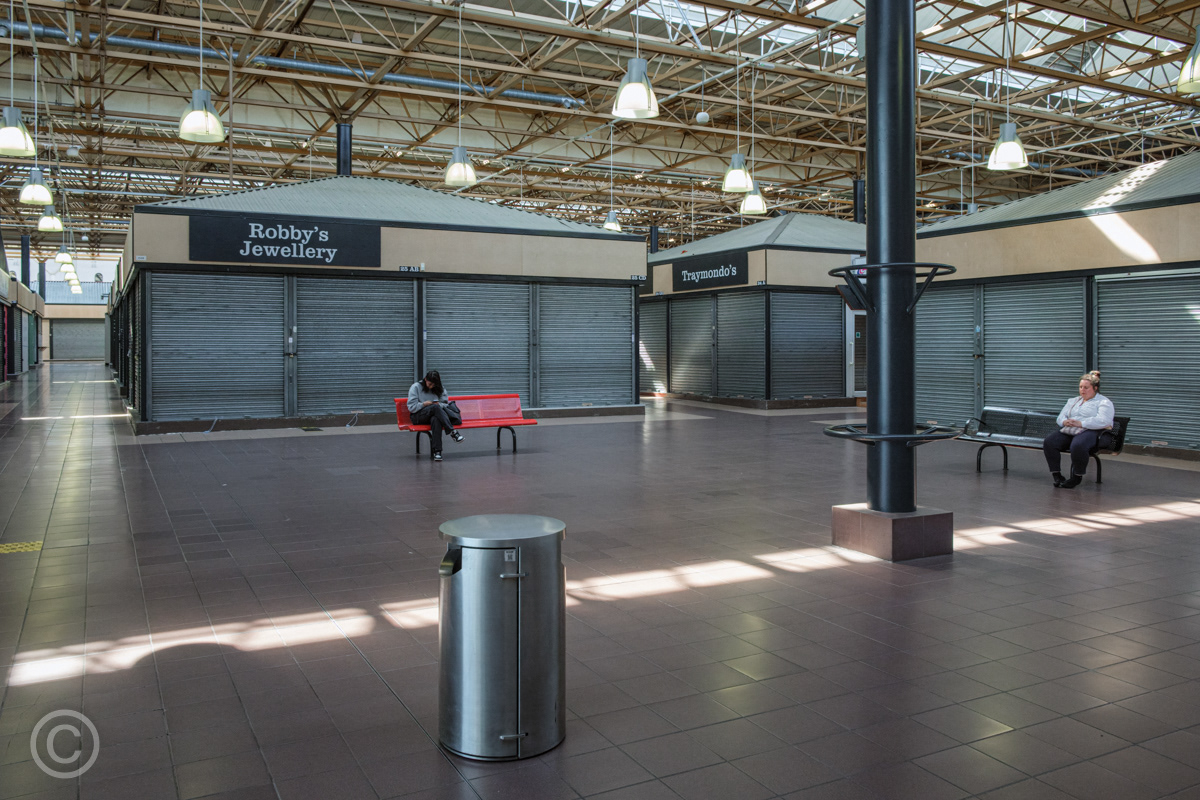 Closed down market, Derby, England