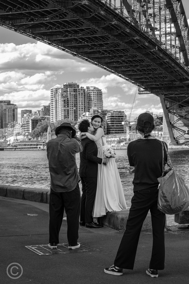 Wedding photos beneath Sydney Harbour Bridge