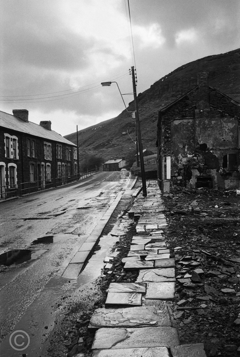A village in the process of being abandoned due to fear of landslips - Troedrhiwfuwch, 1983