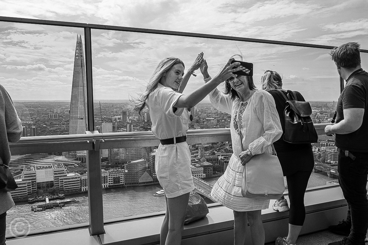 Taking a selfie with the Shard from the Sky Garden, London, 2019